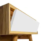 Mobile Bagno a Terra in Teak di Recupero e Piano Appoggio Bianco - Gatien Viadurini