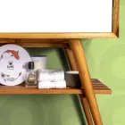 Mobile Bagno a Terra in Teak di Recupero e Piano Appoggio Bianco - Gatien Viadurini