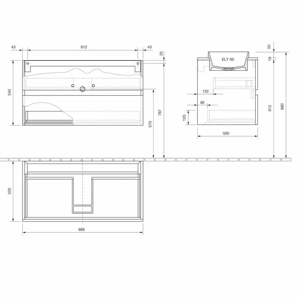 Mobile Bagno con Lavabo a Incasso, Design Moderno a Sospensione - Casimira Viadurini
