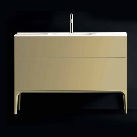 Mobile bagno con lavabo in legno laccato 120x85x46cm Ambra, made Italy Viadurini