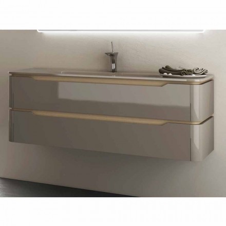 Mobile bagno con lavabo integrato design in legno Arya, made in Italy Viadurini