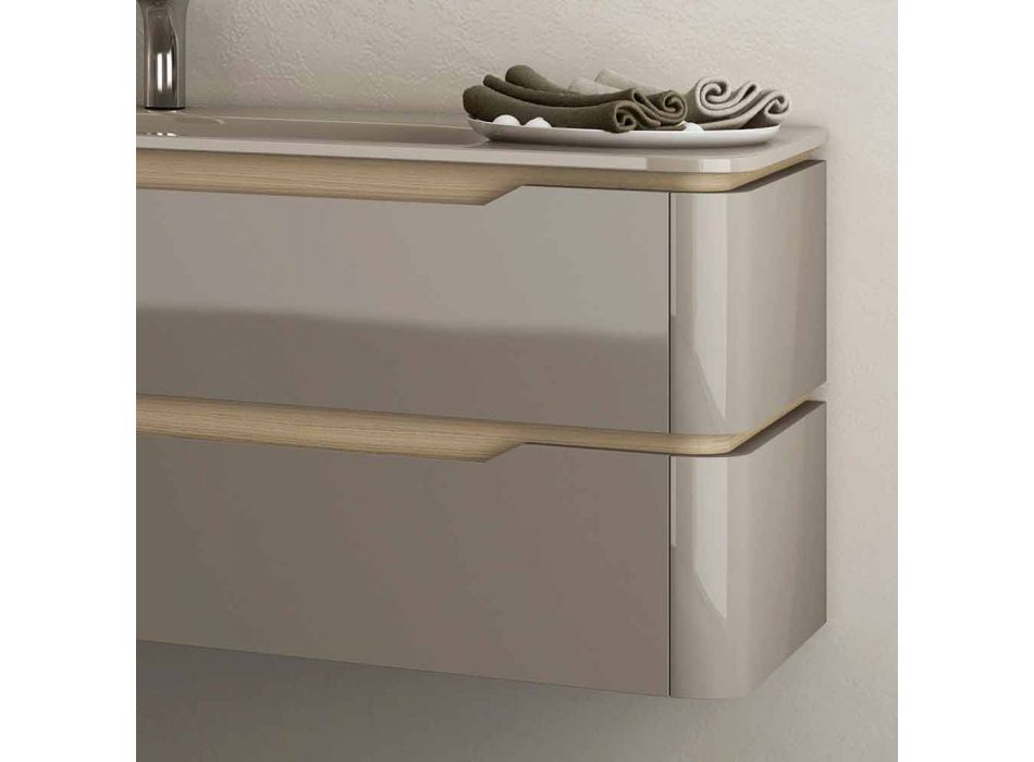 Mobile bagno con lavabo integrato design in legno Arya, made in Italy Viadurini