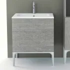 Mobile bagno con lavabo integrato in ecolegno Ambra,made in Italy  Viadurini