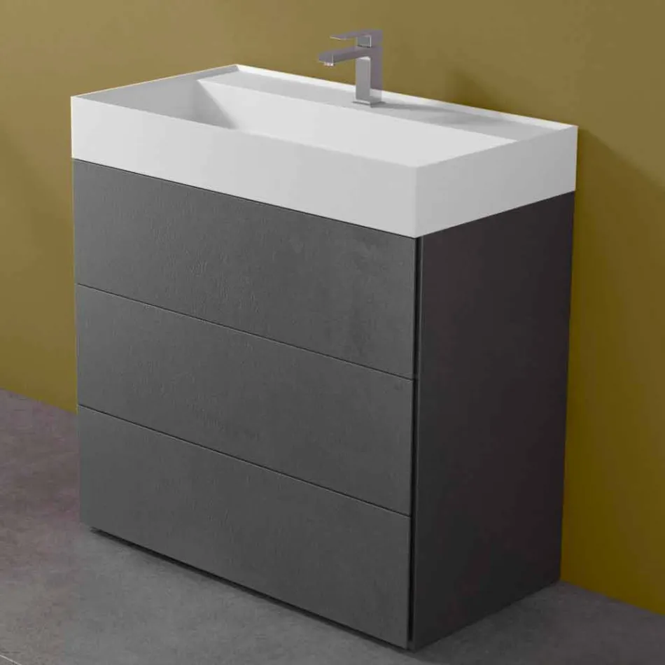 Mobile Bagno da Terra Design Moderno in Laminato con Lavabo in Resina - Pompei Viadurini