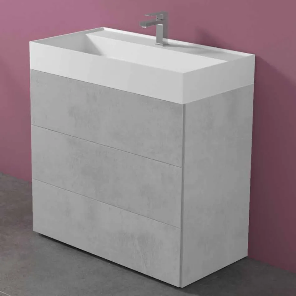 Mobile Bagno da Terra Design Moderno in Laminato con Lavabo in Resina - Pompei Viadurini