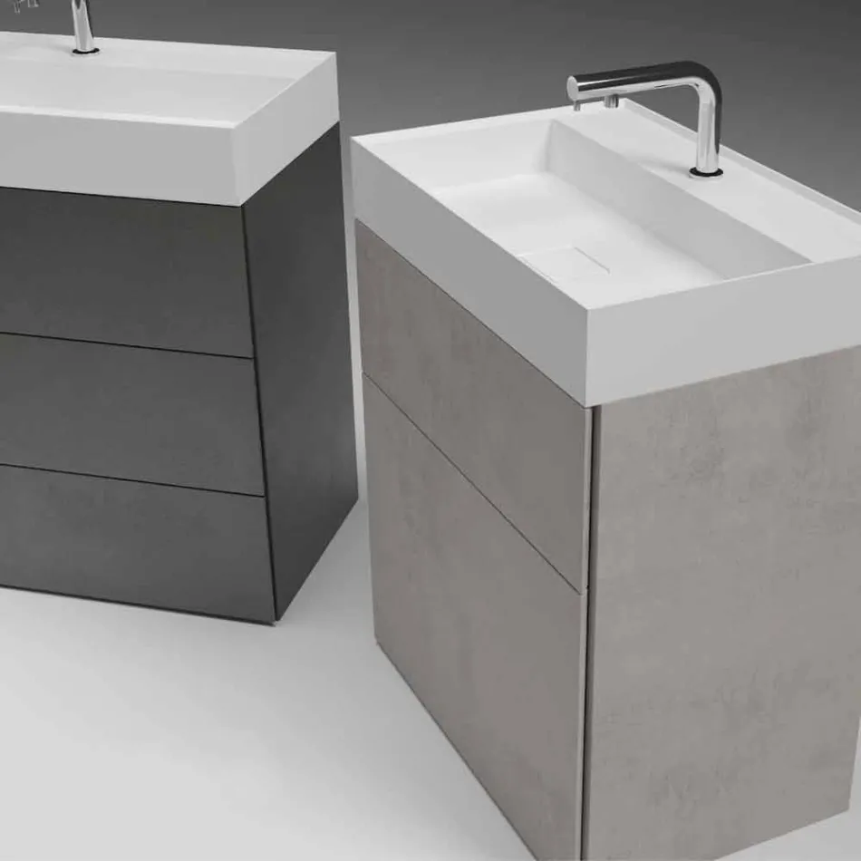 Mobile Bagno da Terra Design Moderno in Laminato con Lavabo in Resina - Pompei Viadurini
