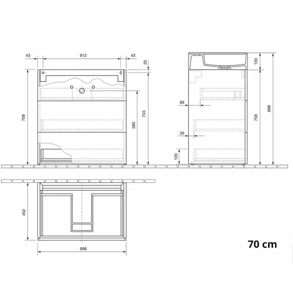 Mobile Bagno da Terra Design Moderno in Laminato con Lavabo in Resina - Pompei Viadurini