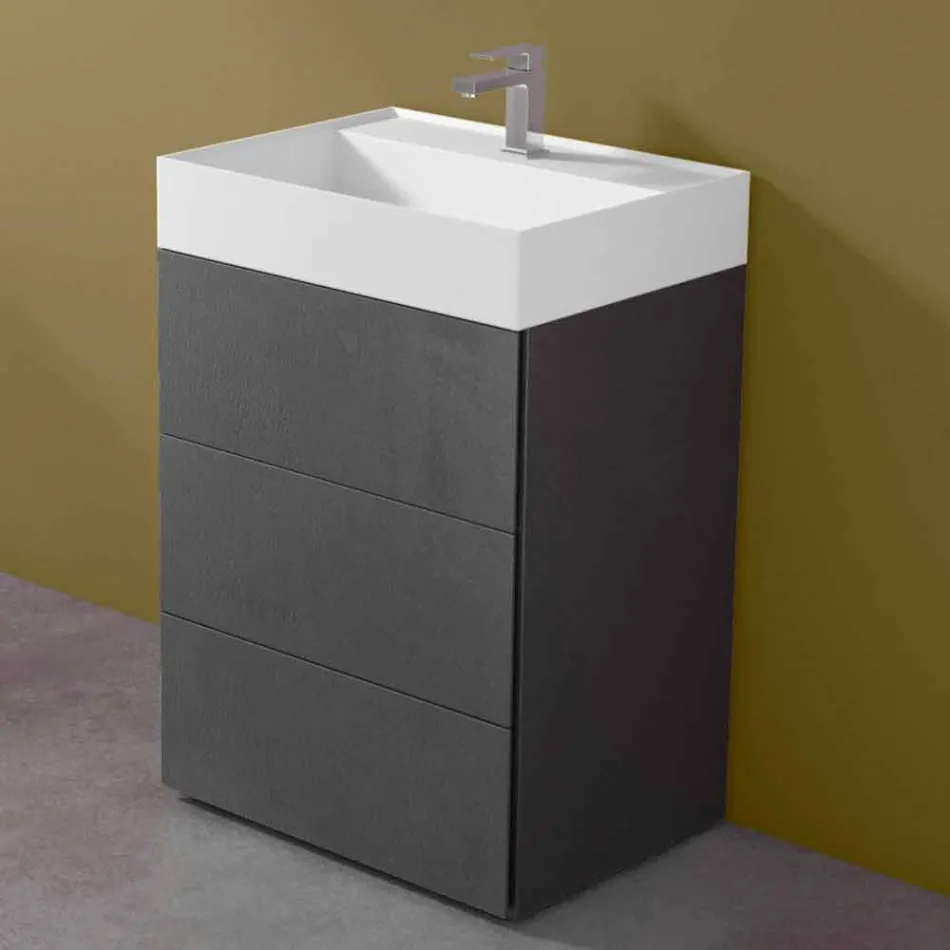 Mobile Bagno da Terra Design Moderno in Laminato con Lavabo in Resina - Pompei Viadurini