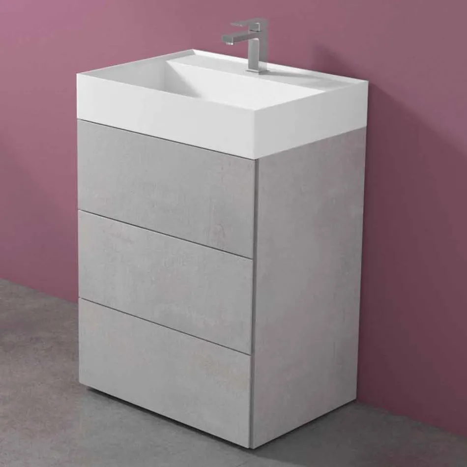 Mobile Bagno da Terra Design Moderno in Laminato con Lavabo in Resina - Pompei Viadurini