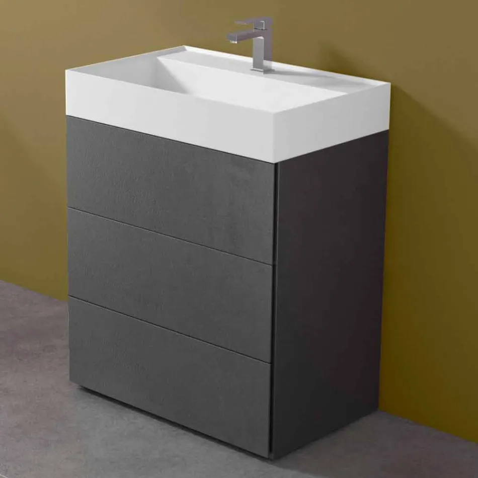 Mobile Bagno da Terra Design Moderno in Laminato con Lavabo in Resina - Pompei Viadurini