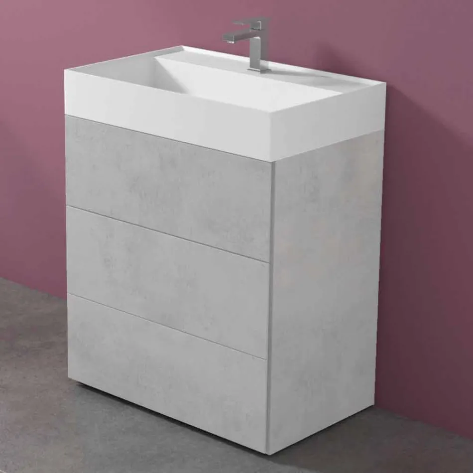Mobile Bagno da Terra Design Moderno in Laminato con Lavabo in Resina - Pompei Viadurini