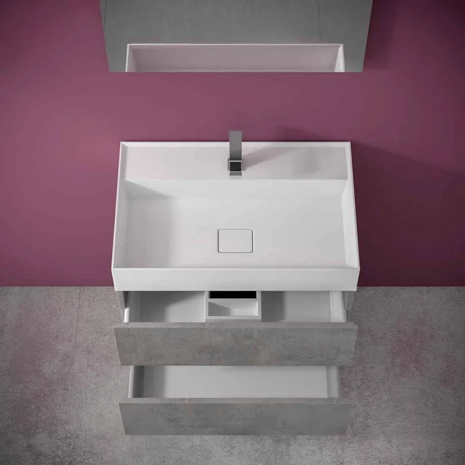 Mobile Bagno da Terra Design Moderno in Laminato con Lavabo in Resina - Pompei Viadurini