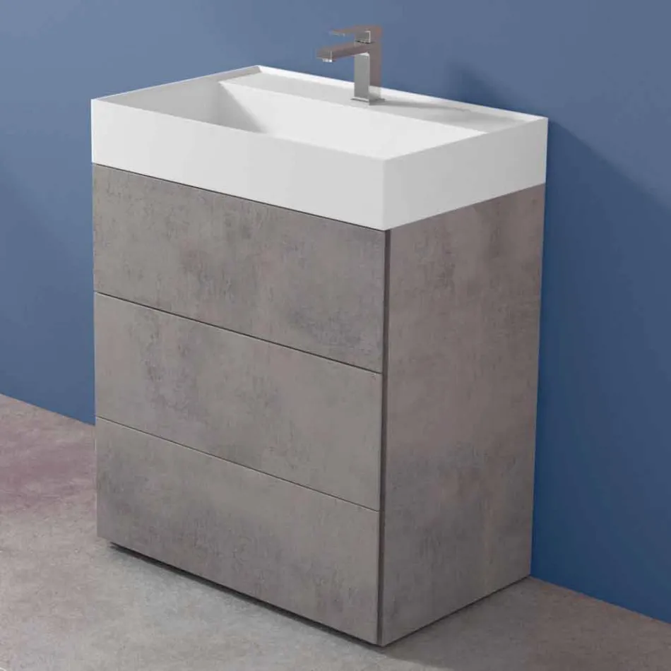 Mobile Bagno da Terra Design Moderno in Laminato con Lavabo in Resina - Pompei Viadurini