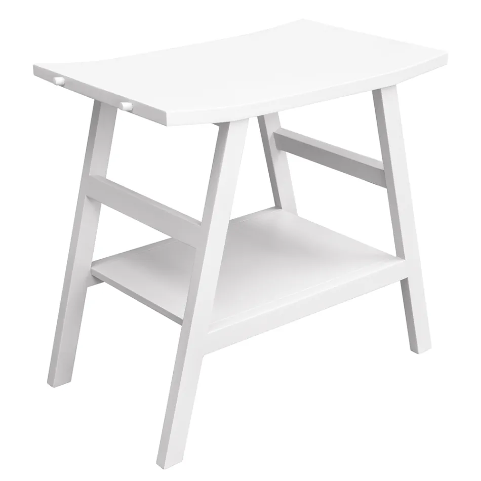 Mobile Bagno Design in Teak di Recupero con Top e Appoggio Bianco - Crina  Viadurini