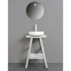 Mobile Bagno Design in Teak Naturale con Top e Appoggio Bianco Matt - Raomi Viadurini