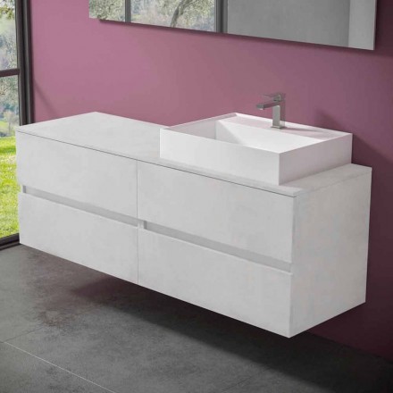 Mobile Bagno Design Moderno con Lavabo da Appoggio Dx o Sx 4 Finiture - Alchimeo Viadurini