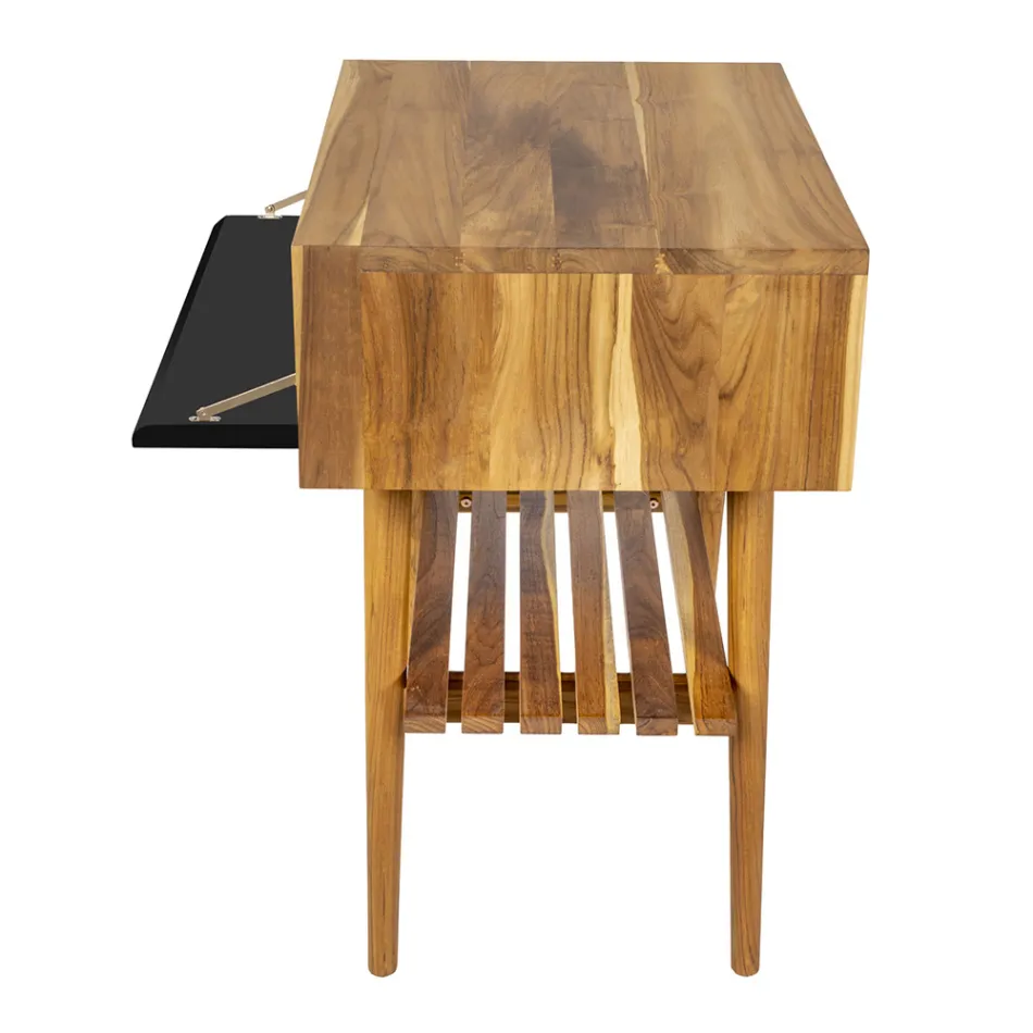 Mobile Bagno Moderno con Finitura Legno e Piano ampio Color Nero - Gatien Viadurini