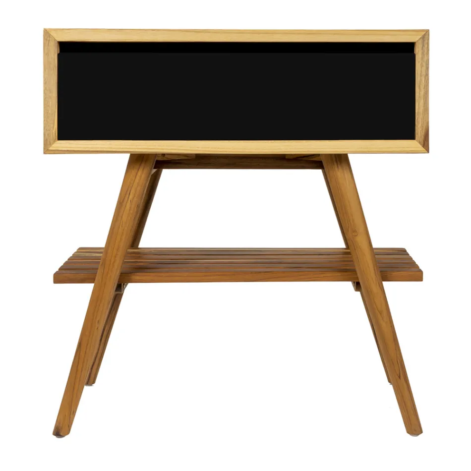 Mobile Bagno Moderno con Finitura Legno e Piano ampio Color Nero - Gatien Viadurini