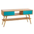 Mobile Bagno Moderno in Teak Naturale con Cassetti in Mogano Blu  - Hamadou