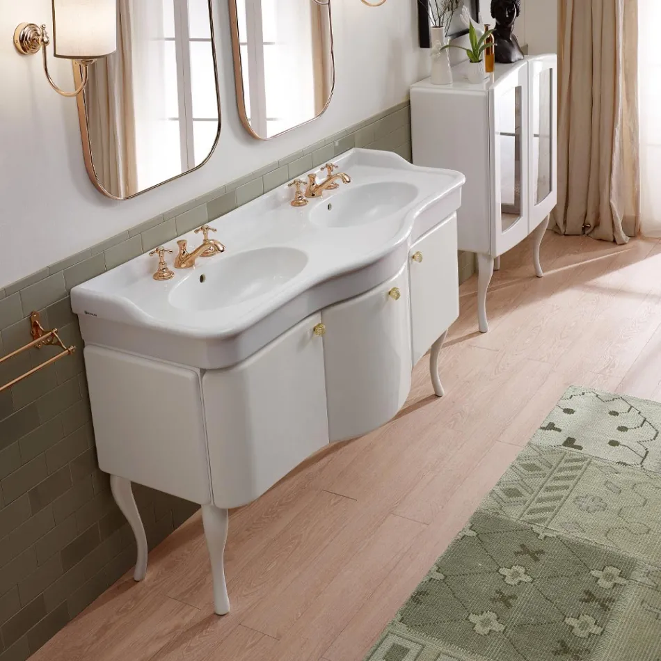 Mobile Bagno Monocolore con Lavabo in Ceramica Bianca - Candy Viadurini