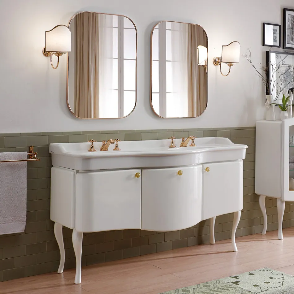 Mobile Bagno Monocolore con Lavabo in Ceramica Bianca - Candy Viadurini