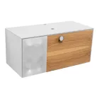 Mobile Bagno Sospeso 100 cm in Vetro 8 mm Temperato e Rovere Europeo - Excelsior Viadurini