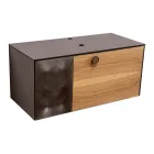 Mobile Bagno Sospeso 100 cm in Vetro 8 mm Temperato e Rovere Europeo - Excelsior Viadurini