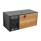 Mobile Bagno Sospeso 100 cm in Vetro 8 mm Temperato e Rovere Europeo - Excelsior Viadurini