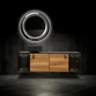 Mobile Bagno Sospeso 160 cm in Vetro 8 mm Temperato e Rovere Europeo - Excelsior Viadurini