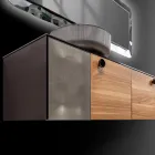 Mobile Bagno Sospeso 160 cm in Vetro 8 mm Temperato e Rovere Europeo - Excelsior Viadurini