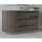 Mobile bagno sospeso 3 cassetti+2 ante in legno Happy,lavabo integrato Viadurini