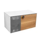 Mobile Bagno Sospeso 80 cm in Vetro 8 mm Temperato e Rovere Europeo - Excelsior Viadurini