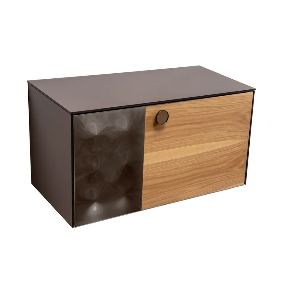 Mobile Bagno Sospeso 80 cm in Vetro 8 mm Temperato e Rovere Europeo - Excelsior Viadurini