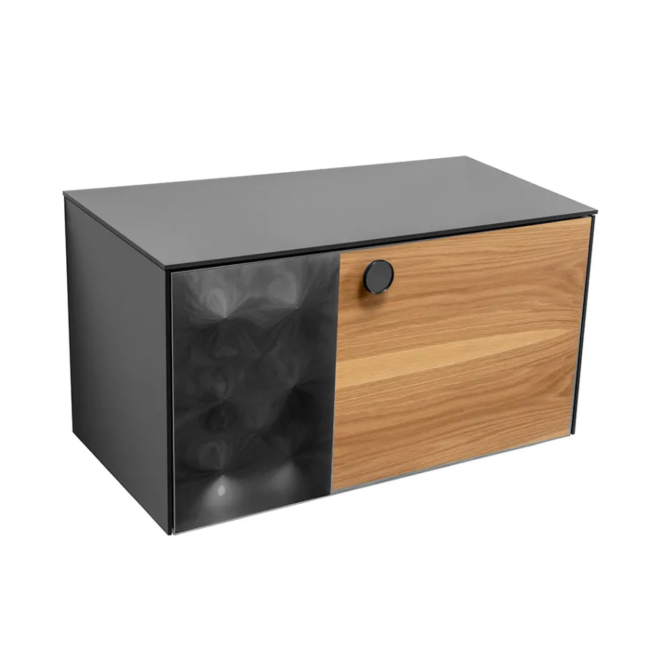 Mobile Bagno Sospeso 80 cm in Vetro 8 mm Temperato e Rovere Europeo - Excelsior Viadurini