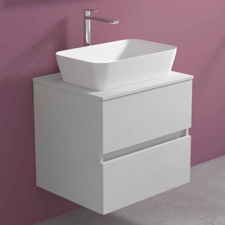 Mobile Bagno Sospeso con Lavabo da Appoggio Rettangolare, Design Moderno - Dumbo Viadurini