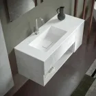 Mobile Bagno Sospeso e Lavabo Integrato, Design Moderno in 4 Finiture - Pistillo Viadurini