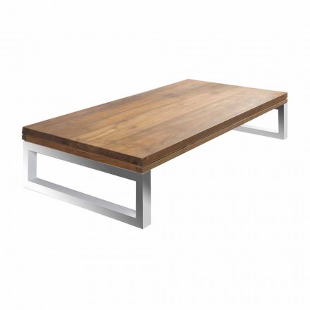 Mobile Bagno Sospeso in Teak con Portasalviette in Acciaio Inox - Saverno Viadurini