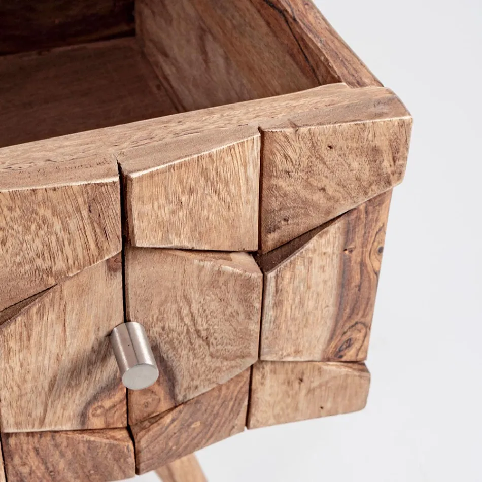 Mobile Cassettiera in Legno Sheesham Design 3 Cassetti Homemotion - Fregene Viadurini