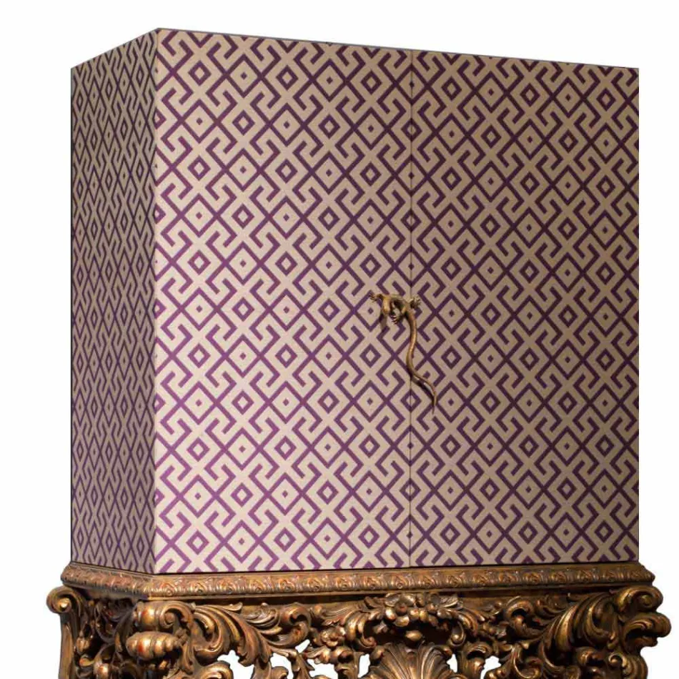 Mobile con base legno intagliata design di lusso, made in Italy, Sam Viadurini