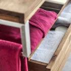 Mobile Consolle Bagno Sospeso con Struttura in Teak Naturale - Rodolfo Viadurini