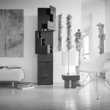 Mobile contenitore a colonna in legno di larice spazzolato Azalea Viadurini