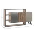 Mobile Credenza 3 Ante in Legno di Mango e Acciaio Homemotion - Signorino Viadurini