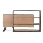 Mobile Credenza 3 Ante in Legno di Mango e Acciaio Homemotion - Signorino Viadurini
