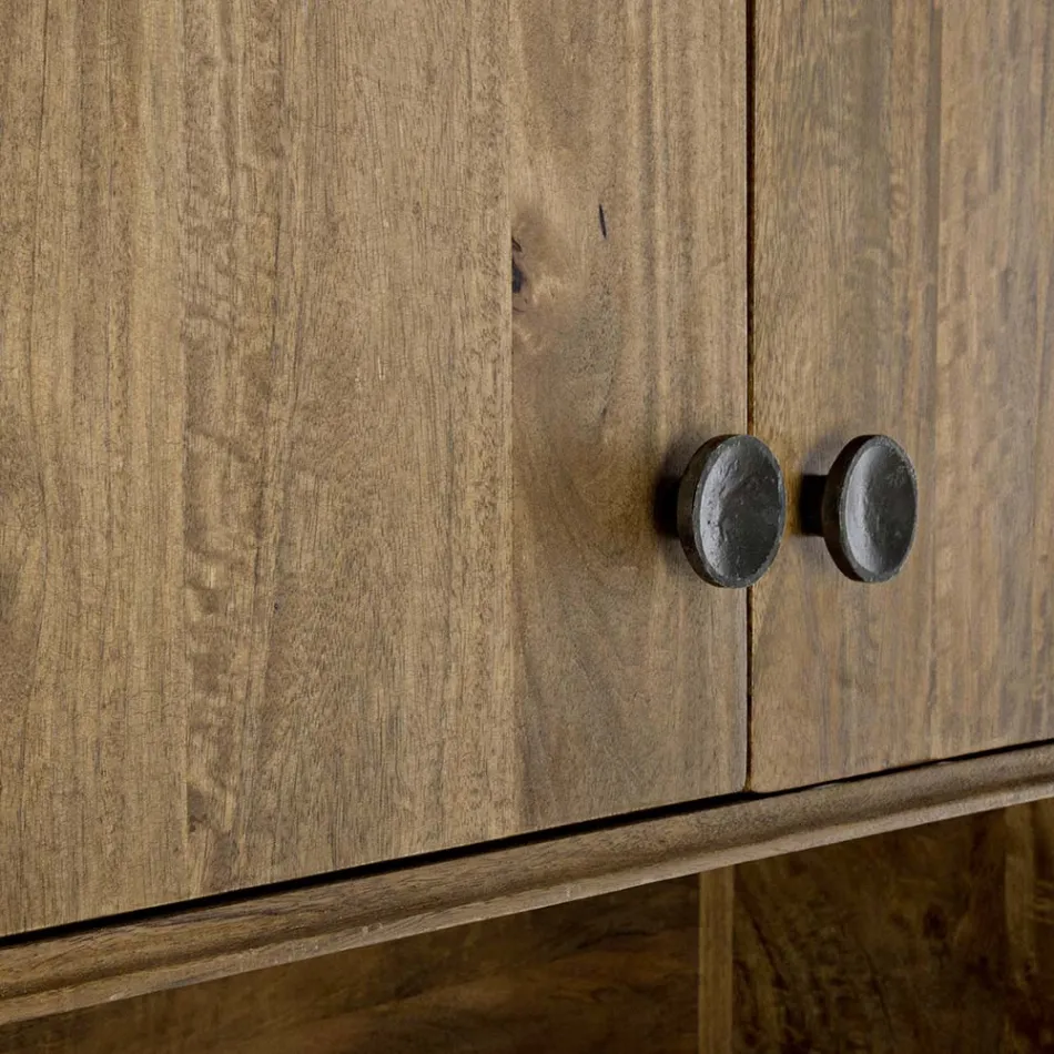 Mobile Credenza 4 Ante e Mensola in Legno di Mango Vintage - Desiderio Viadurini