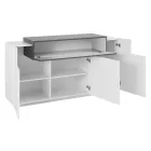 Mobile Credenza 4 Ante Legno Bianco e Antracite, Cemento o Acero - Therese Viadurini