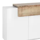 Mobile Credenza 4 Ante Legno Bianco e Antracite, Cemento o Acero - Therese Viadurini