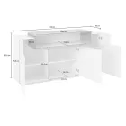 Mobile Credenza 4 Ante Legno Bianco e Antracite, Cemento o Acero - Therese Viadurini