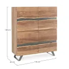 Mobile Credenza 4 Ante Legno di Acacia Naturalistico Homemotion - Maramero Viadurini