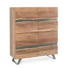 Mobile Credenza 4 Ante Legno di Acacia Naturalistico Homemotion - Maramero Viadurini