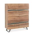 Credenza 4 Ante Legno di Acacia Naturalistico Homemotion - Maramero